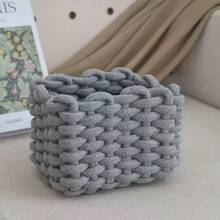 1pc Handmade Woven Large Capacity Makeup Storage Box, Can Store Brushes, Skincare, Cosmetics, Lipsticks, Eyeshadows, Also Suitable For Desktop, Display Cabinet, Vanity, Suitable For Holiday, Beach, Bathroom, Bedroom, Large Capacity, Also Applicable For Pantry, Shelves, Living Room, Rope Woven , Makeup Room Decor - Multicolor - View 13