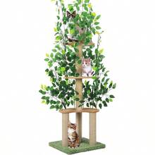 Cat Tree With Leaves, Cat Tower For Indoor Cats, Cat Tree With Scratching Post For Climbing, Hiding(Green) - mặc định - Xem 6