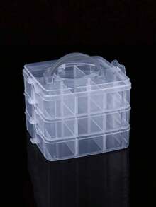 1pc Adjustable 3-Layer Transparent Storage Box, Suitable For Storing Toys, Jewelry And Accessories - With 18 Compartments For Easy Organization , Makeup Room Decor - Multicolor - View 7