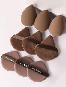 9件套化妆工具套装，包含：3个化妆海绵+3个三角粉扑+3个圆形粉扑，一应俱全，新手友好 | 方便携带，送礼佳品 | 非常适合新手/女性