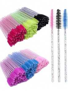 25/50/100pcs Pink Silicone Eyelash Brushes, Soft Black Reusable Silicone Mascara Wands, Eyebrow Brush, Mascara Applicator, Women Home Travel Party Eyebrow Grooming Brush, Eyelash Stylist Makeup Brush | Spiral Brush - Multicolor - View 7