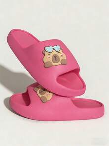 Cute Capybara Slide Sandals For Women & Men - Pink Heart Sunglasses Cartoon EVA Slippers | Summer Non-Slip Thick Sole Comfortable Lightweight House Shoes | Bathroom Shower Slides Aesthetic Casual Indoor Outdoor Footwear Adult Size Soft Cushion Cozy Popular Daily Fashion Footwear - Rose Red - View 6
