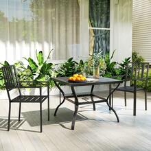 Set Of Two Minimal Metal Garden Chairs - Black - Black - View 7