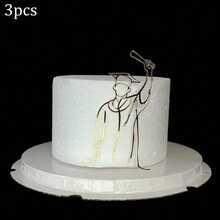 1个/3个金色亚克力人像毕业蛋糕装饰插牌，适合毕业派对DIY蛋糕装饰 - 彩色 - 查看 11