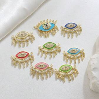 1 pieza Colgante de ojo bohemio de lujo personalizado de cobre de moda para hacer pulsera, collar, cadena de suéter, accesorio hecho a mano