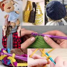 6支/9支彩色铝制钩针套装 | 优质金属单头钩针，2.0-12毫米，带颜色编码的钩针尖端 | 适用于编织毯子、围巾、玩偶、家居工艺品、挂毯等的重型钩针工具 | 光滑