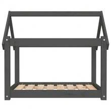 vidaXL Lit pour chien Gris 81x60x70 cm Bois de pin solido - Grigio - Visualizzare 5
