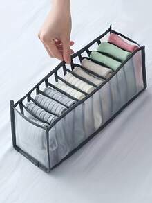 Hộp đựng đồ lót và tất gấp gọn (1 cái/3 cái/5 cái/9 cái) - 11 ngăn chia ngăn kéo, thích hợp để cất giữ trong tủ quần áo, hộp đựng đồ lót và tất dạng lưới đơn giản, dùng cho tủ quần áo gia đình. - Xám - Xem 9