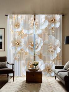 2件套现代艺术装饰半遮光薄纱窗帘，适用于客厅、卧室 - 彩色 - 查看 10