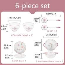 4/6pcs Ceramic Dinnerware Set, Serves 4/6 People, High-Quality Purple Xuan Flower Underglaze Ceramic Tableware Set - Stoneware Set, Bowl Set, Dinnerware Set, Including Dinner Plates, Dessert Plates, Salad Bowls And Cereal Bowls. Rust And Scratch Resistant. Dishwasher And Microwave . Christmas Gift. Gift Set For Friends. Local Warehouse - Purple Daylily Set - View 10