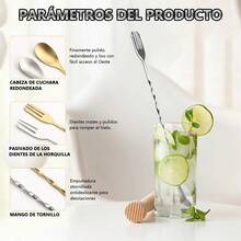 Tendencia2pzs Cucharas Mezcladora Agitadores De Acero InoxidableCalidad premium - Plateado - Ver 11