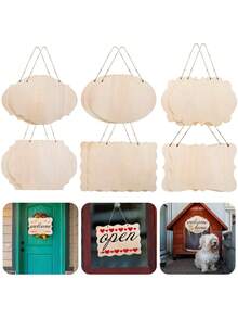 12pcs Round Wooden Discs With Rope - DIY Craft Materials, Blank Wooden Boards - Wooden Decor & Model Kits - Laser Cut/Hot Stamped - Perfect Gift For Friends And Family - Apricot - View 7
