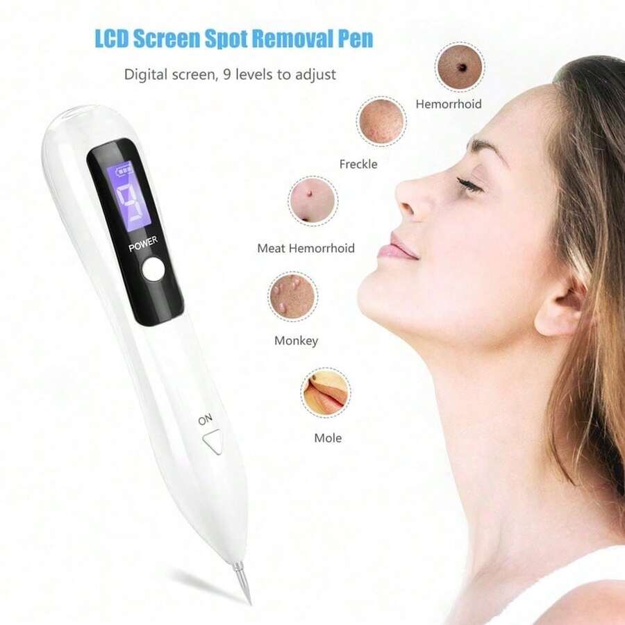 Portable LCD Dot Mole Freckle Spot Tattoo Removal Pen Beauty Skin Machine White - trắng - Xem 1