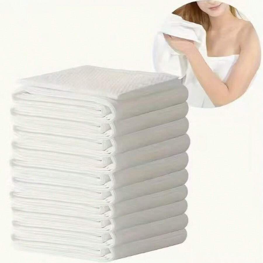Bộ 10 khăn tắm du lịch - Chất liệu vải không dệt mềm mại, kích thước 70cm x 170cm, 60cm x 160cm, thích hợp cho spa, xăm hình, chăm sóc da và thư giãn.