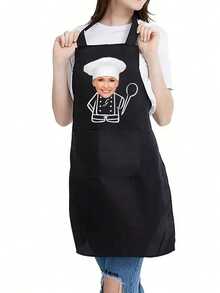 Custom Apron, Custom Name Logo Chef Cooking Kitchen Apron Personalized Kitchen Waterproof Apron Custom Logo Picture Name Chef Cooking Apron Perfect For Mom Husband Girlfriend Boyfriend Anniversary Graduation Wedding Love - Multicolor - View 2