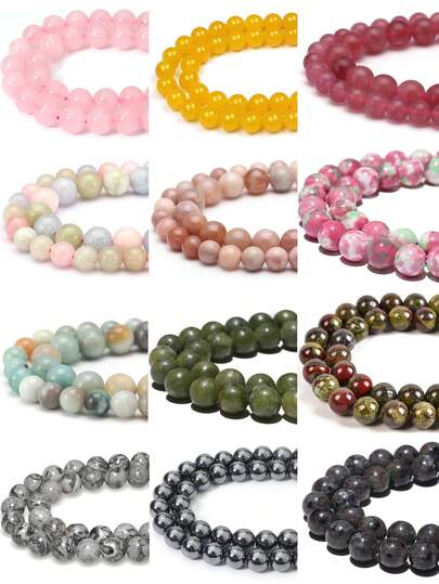 Naturstenspärlor Solsten Jordgubbskvarts Sydlig Jade Agat Runda Släta Ädelsten Energi Läkande Kristall Lösa Pärlor För Smyckestillverkning DIY Armband Halsband 4mm 6mm 8mm 10mm