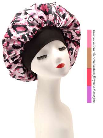 1 Adet Leopar Desenli Saten İpek Uyku Bonesi, Gece Uykusu ve Günlük Saç Bakımı İçin Yumuşak ve Şık Başlık