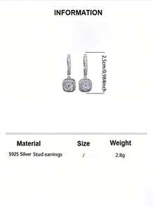 S925 Sterling Silver Delicate Women's 5a Cz Micro Inlaid Stud Earrings, All-Match Style, Fashionable Jewelry Accessories Wedding Engagement Bridal Jewelry - Silver - View 6