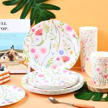 Wildflower Disposable Tableware Set, 7/9 Inch Party Plates, Disposable Paper Plates And Cups Suitable For Holidays, Weddings, Engagements, Weddings, Birthdays, Parties, Celebration Events - Multicolor - View 4