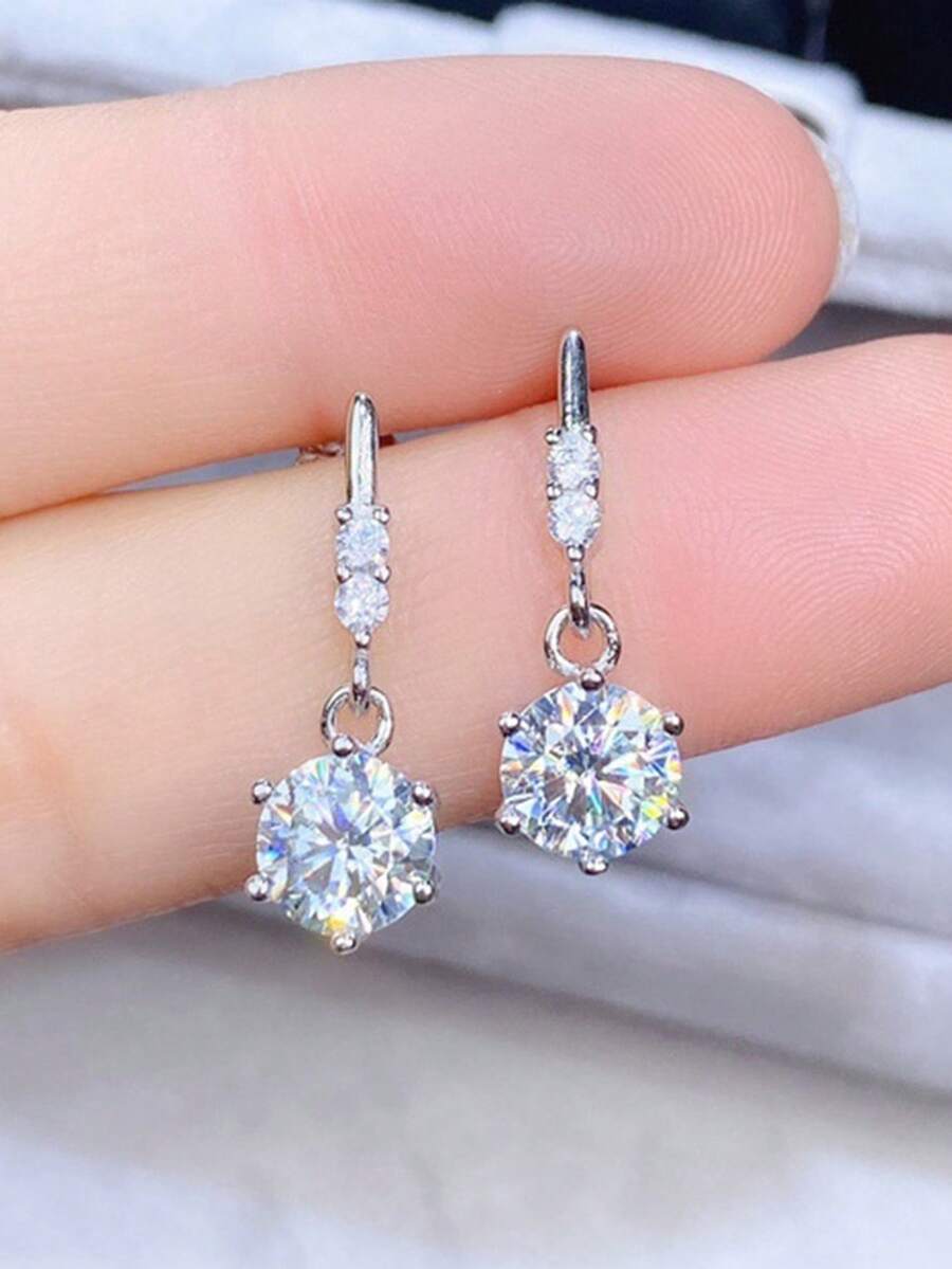 一对时尚立方氧化锆水滴耳环，女士婚礼订婚周年纪念派对珠宝情人节礼物