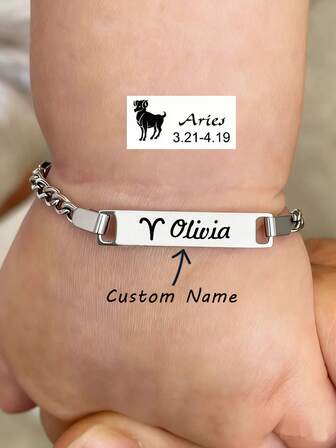 suteyi Pulsera personalizada con los 12 signos del zodíaco grabados, pulsera conmemorativa personalizada del crecimiento, regalo de cumpleaños personalizado para niños y niñas