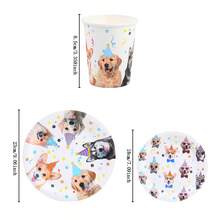Dog Themed Disposable Tableware Set, 7/9 Inch Party Plates, Disposable Paper Plates And Cups Suitable For Holidays, Weddings, Engagements, Weddings, Birthdays, Parties, Celebration Events - Multicolor - View 2