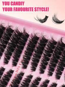 32 Rows X 60 X 100 False Eyelashes, 544 Clusters Of Thick And Fluffy False Eyelashes, Russian False Eyelashes,Reusable - Pink - View 6