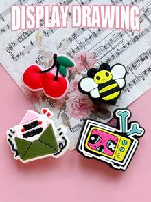 9件套梦幻杂货店系列，PVC可拆卸鞋饰，适用于腕带、DIY手工配件、创意街头元素鞋饰、圣诞礼物装饰品 - 粉色 - 查看 6