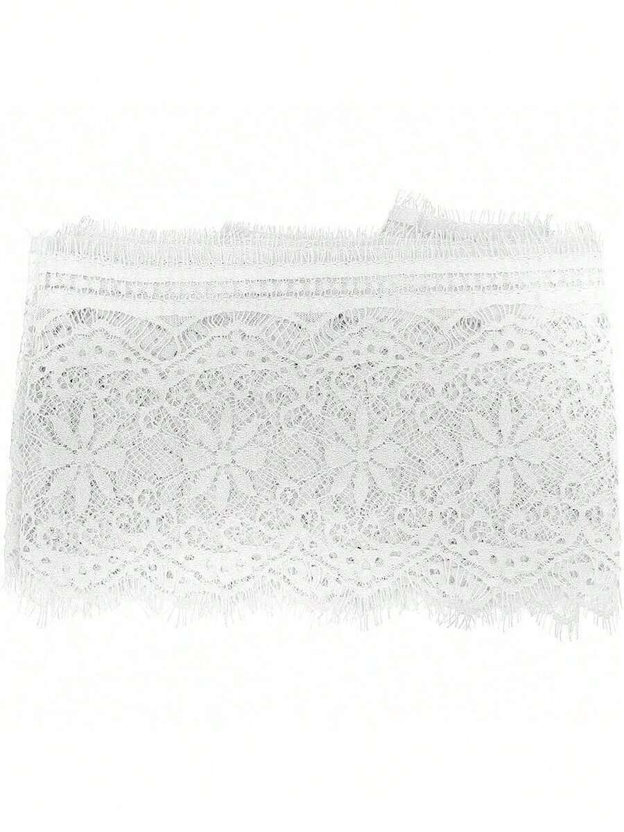 EstiloEncaje para Ropa, 14.5cm x 2.73m Encaje Bordado de Poliéster, Blanco y Negro, para Decoración de Vestidos, Manualidades y DIYVersión mejorada - Azul marino - Ver 1