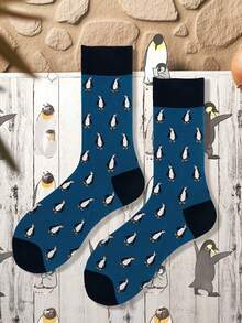 1双/6双装男士动物图案中筒袜，动物纹样袜子，适合日常穿着 - 彩色 - 查看 7