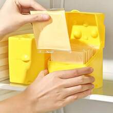 Cheese Slice Storage Box, Airtight Moisture-Proof Non-Odor Large Capacity Flip-Top Container, Cute Cheese-Shaped Refrigerator Food Organizer - Yellow - View 6