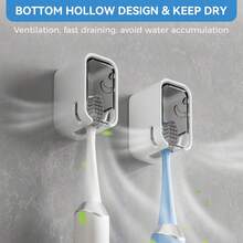 Soporte para cepillo de dientes de baño [Diseño innovador de ranura única] Soporte para cepillo de dientes montado en la pared con tapa, adecuado para el cuarto de baño, almacenamiento y organización de un solo cepillo de dientes, adecuado para el hogar y los viajes - gris translúcido - Ver 5