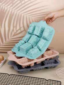 1个创意硅胶蛋糕模具，9孔迷你火车造型硅胶烘焙模具，不粘DIY烘焙工具，蛋糕模具，冰淇淋模具，巧克力模具 - 彩色 - 查看 2