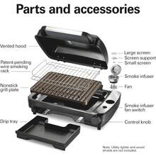 Parrilla eléctrica Hamilton Beach para interiores con infusor de humo frío y caliente, control de temperatura de 150 °F a 450 °F para sellar, campana ventilada y ventilador, superficie de cocción antiadherente de 116 pulgadas cuadradas, color negro (25375) - Tipo de Enchufe A USA (110-127V) - Ver 8