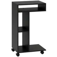 Side Table, C-Shaped Serving Trolley, 4 Wheels, 3 Compartments, 40 X 30 X 69 Cm, Black - Black - View 5
