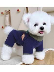1pc Thermal Lined Warm Stand Collar Pet Clothes, Zip-Up Design, Autumn/Winter, Suitable For Dogs Like Poodle And Teddy Bear - Multicolor - View 21