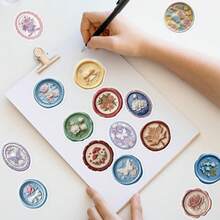 50张PET平面蜡封风格透明贴纸，可爱卡通动物植物花卉贴纸，透明文具贴纸，剪贴簿贴纸，防水贴纸，适用于滑板、行李箱、笔记本电脑、保险杠、主题派对用品