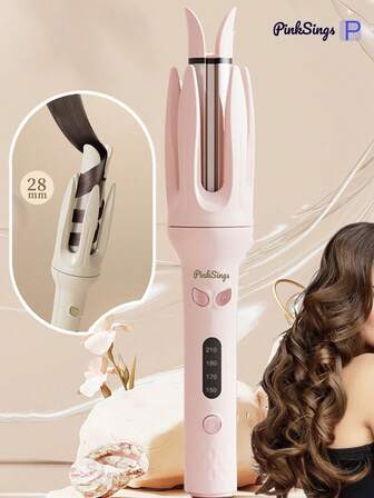 PinkSings Modelador de Cabelo Automático de 1 Toque com Barril de 28mm, Modelador Automático Esquerdo e Direito com 4 Modos de Temperatura, Gerador de Íons Negativos, Temporizador e Sensor Inteligentes, Desligamento Automático, Melhor Presente de Natal