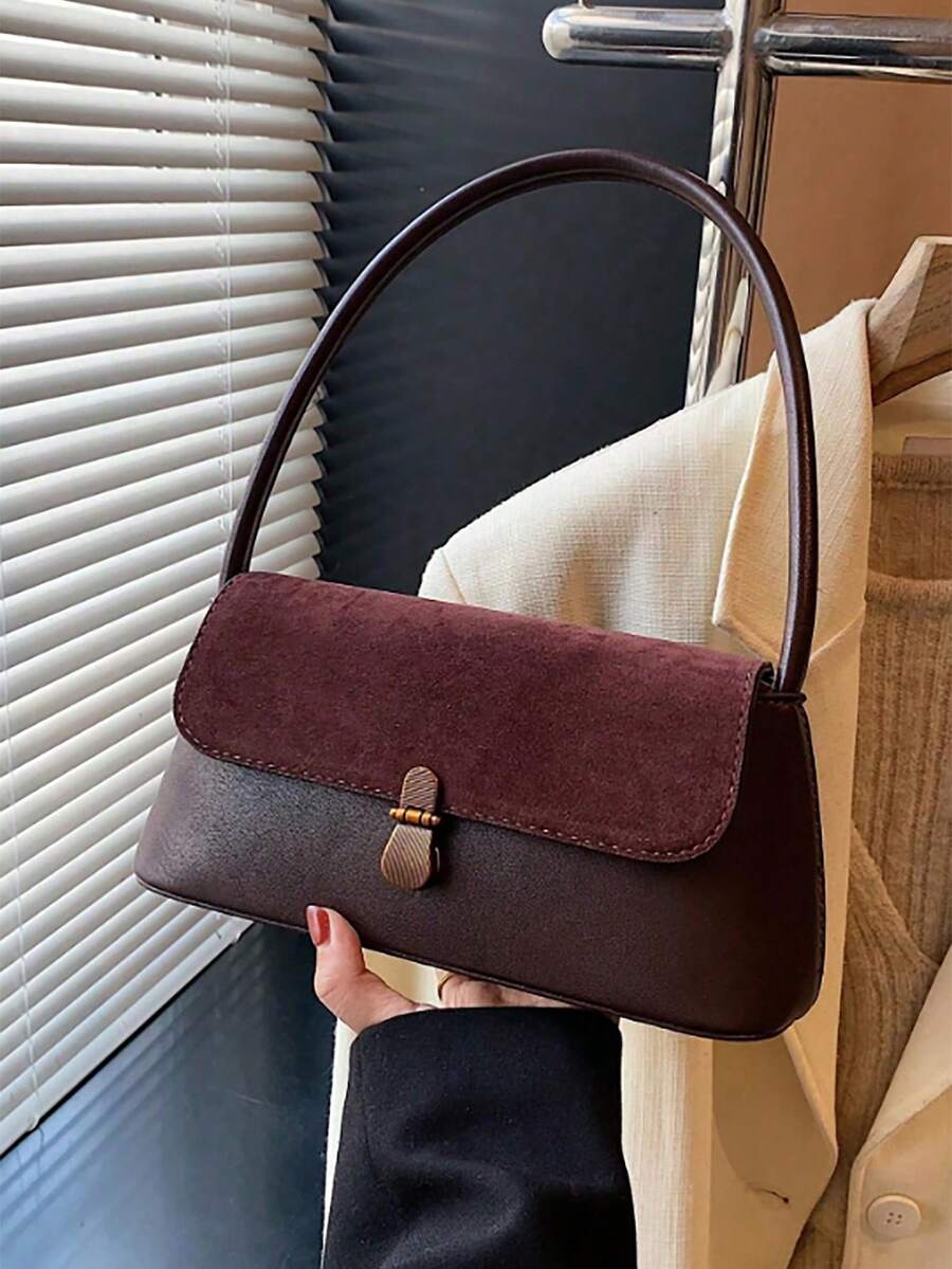 2026 Vintage Niche Baguette Bag New Fashion French Underarm Bag Shoulder Handbag Commuter Bag - Màu Đỏ Sâu - Xem 1
