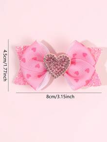 2 chiếc kẹp tóc ngày Valentine, in hình trái tim, kẹp tóc hình trái tim màu hồng bóng, thích hợp cho tiệc Valentine, phụ kiện tóc cho tuổi teen. - Nhiều màu - Xem 7