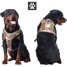 Arnés táctico para Perros, sin tirones arnés Ajustable para Mascotas con Lineas Reflecantes, para Perros medianos y Grandes Entrenamiento Caminar Caza. (S, Camuflaje del Desierto),37283233 - Brillante - Ver 2