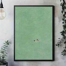 1 buc. Artă abstractă modernă pictată manual pe pânză - Două fete înotând în oceanul verde, decor de perete unic potrivit pentru sufragerie, dormitor, baie, operă de artă rafinată fără ramă, poster pentru cameră feminină, decor de perete, decor de cameră în stil universitar, decor de cameră boem, decor de coastă, decor de plajă - Multicolor - Vizualizare 4