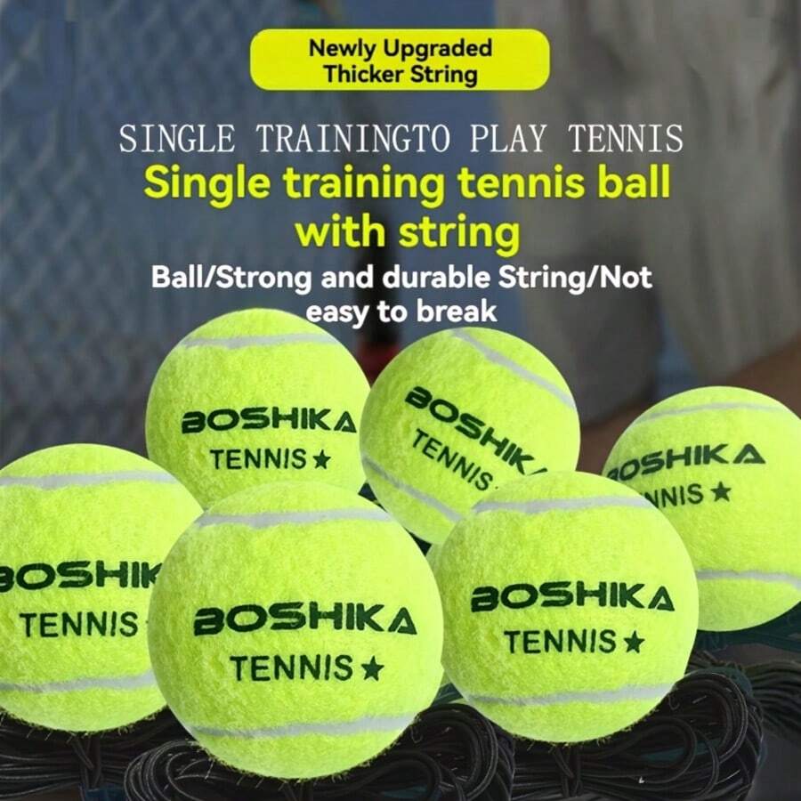 1pc Tennis Trainer With Cord, High Elasticity & Durable, Single Person Sports Tennis - Lime Green - View 1