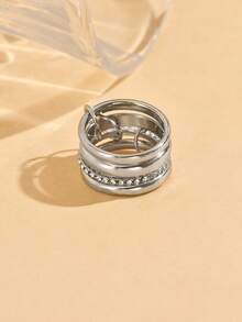 1pc Fashionable Stackable Bonded Stacked Ring, Detachable Wear Suitable For Women's Daily Outfit And Casual/Commute Wear - Multicolor - View 4