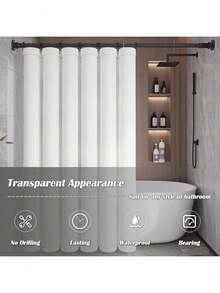 EstiloTendenciaSoporte CalcomaníA Para Cortina De Ducha, 4 Soportes Para Barra De TensióN, Sin Taladrar, Retenedor De Barra Invisible, Soporte De Pared Transparente Para Barra De Cortina De Ducha (Barra NoCalidad PremiumVersióN Mejorada - 1 - Ver 2