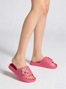 Cute Capybara Slide Sandals For Women & Men - Pink Heart Sunglasses Cartoon EVA Slippers | Summer Non-Slip Thick Sole Comfortable Lightweight House Shoes | Bathroom Shower Slides Aesthetic Casual Indoor Outdoor Footwear Adult Size Soft Cushion Cozy Popular Daily Fashion Footwear - Rose Red - View 3