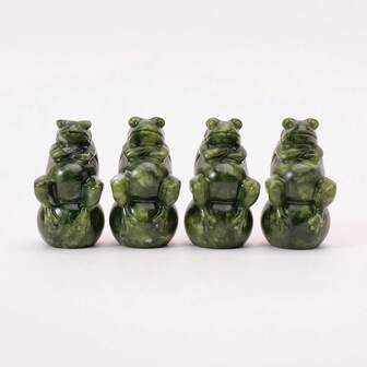 1 st handskuren grodaelefant Reiki-energikristallfigur för heminredning med helande tema i St. Patricks stil