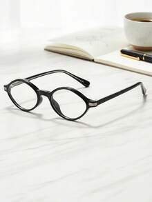 Women's Asymmetrical Small Round Frame Decorative Non-Prescription Glasses, Versatile For Photo Shooting, Parties, Office, Daily Wear, And School - Black - View 6