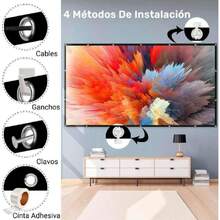 Visualización de Proyector de 120 Pulgadas, 16:9 HD Pantalla de Proyector Portátil,Plegable Portátil, para Exteriores, Interior y Cine en Casa(Gancho y Cuerda Incluidos),37277818 - Color caoba - Ver 5