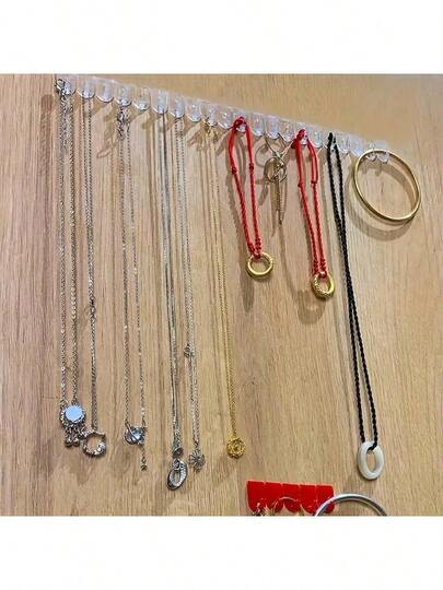5/10/20/30pcs Mini Self-Adhesive Multi-Purpose Hooks, Suitable For Hanging Pendants, Necklaces, Bracelets And Other Jewelry, Applicable For Bedroom, Desk, Kitchen, Bathroom, Can Be Wall-Mounted Or Used As Jewelry Display Rack Or Small Hooks